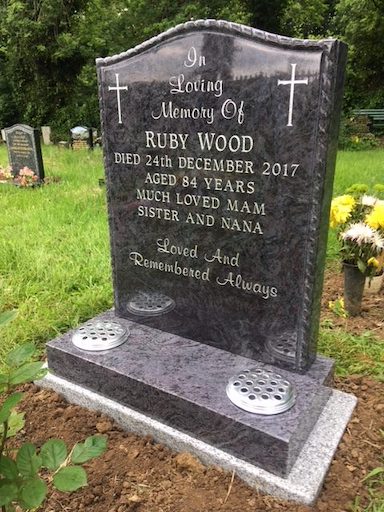 Granite headstone memorial