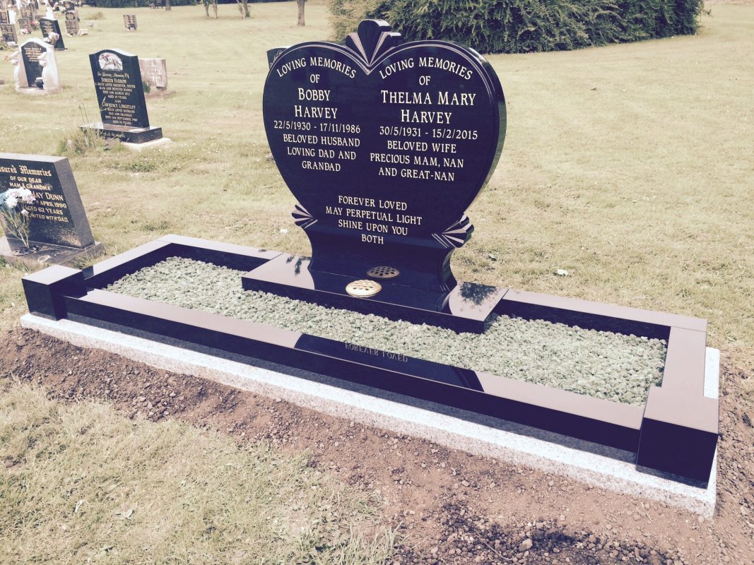 Bespoke polished memorial in a cemetery